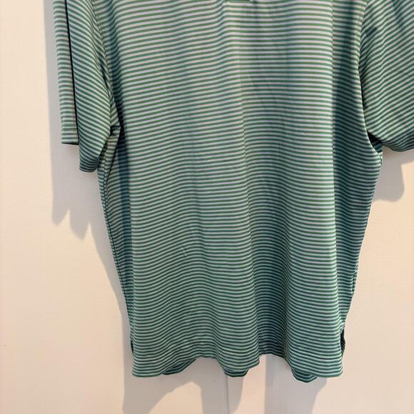 FootJoy Polo Shirt Mens Large Green Blue Striped Golf Performance Est 1975 - Picture 4 of 12